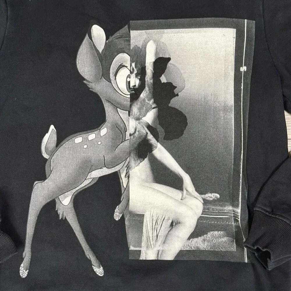 GIVENCHY DISNEY Monochrome Bambi Limited Edition Urban Chic Lux Black Sweatshirt - Picture 2 of 13